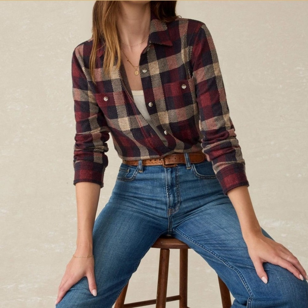 FAHERTY LEGEND SWEATER SHIRT BURCHFIELD PLAID Women S Long Sleeve Button Up